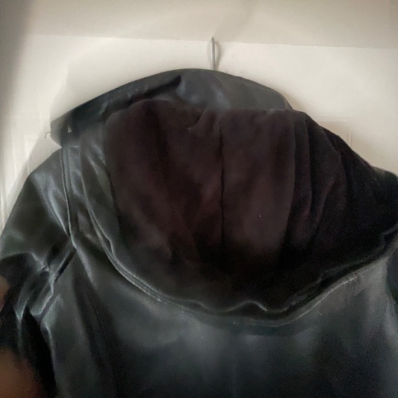 Danier, Winter Black Leather Jacket, size M, removable insulated hoodie, women - Picture 3 of 8